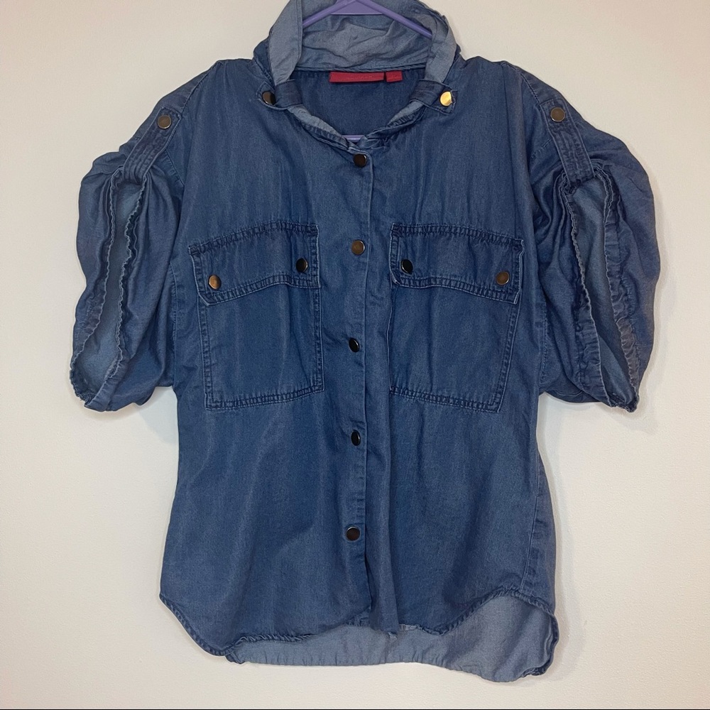 Denim button down t shirt